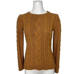 L.L. Bean Double L Cable Knit Sweater XS Tan Toffee